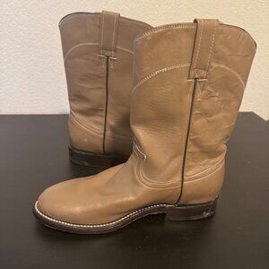 VINTAGE Cowtown Brown Leather Round Toe Roper Western Cowgirl Boots Size 7.5